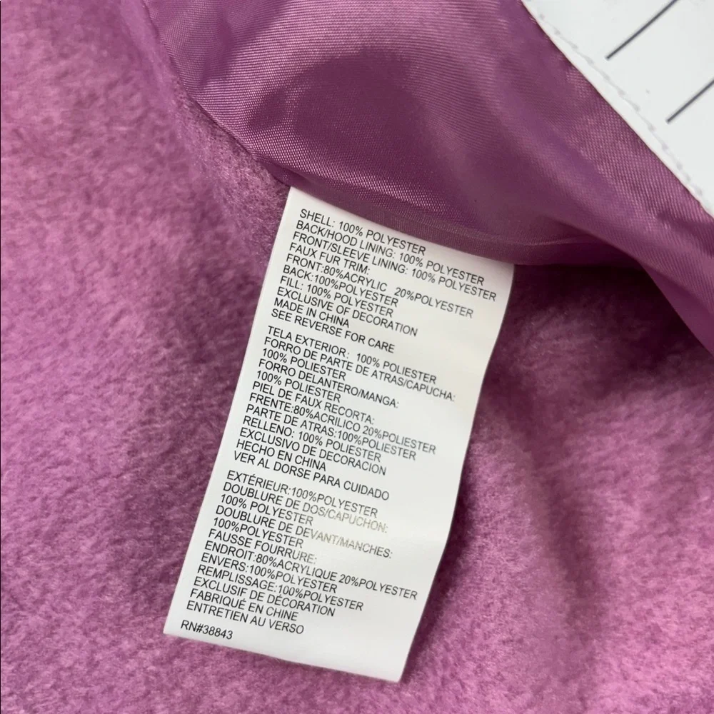 Rothschild Raspberry faux fur lined quilt puffer hooded jacket coat 7/8